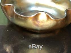 Antique Lct Tiffany Gold Favrile Master Salt Glass Art Bowl Cellar L. C. T. Mint