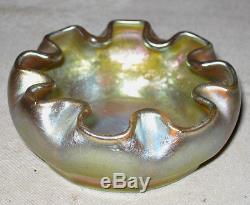 Antique Lct Tiffany Gold Favrile Master Salt Glass Art Bowl Cellar L. C. T. Mint