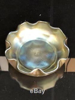 Antique Lct Tiffany Gold Favrile Master Salt Glass Art Bowl Cellar L. C. T. Mint