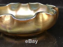 Antique Lct Tiffany Gold Favrile Master Salt Glass Art Bowl Cellar L. C. T. Mint