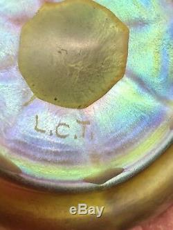 Antique Lct Tiffany Gold Favrile Master Salt Glass Art Bowl Cellar L. C. T. Mint