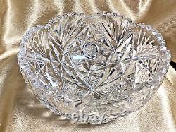 Antique Libbey Signed ABP Cut Crystal Large Bowl 9 1888-1920s 4.88 lbs