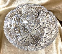 Antique Libbey Signed ABP Cut Crystal Large Bowl 9 1888-1920s 4.88 lbs