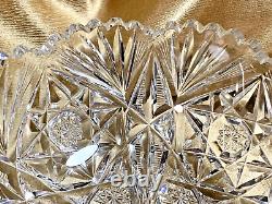 Antique Libbey Signed ABP Cut Crystal Large Bowl 9 1888-1920s 4.88 lbs