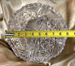 Antique Libbey Signed ABP Cut Crystal Large Bowl 9 1888-1920s 4.88 lbs