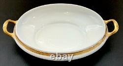 Antique Limoges France Jean Boyer Gold Encrusted Band Oval Vegetable Bowl 12.25