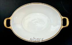 Antique Limoges France Jean Boyer Gold Encrusted Band Oval Vegetable Bowl 12.25