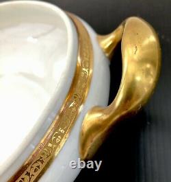 Antique Limoges France Jean Boyer Gold Encrusted Band Oval Vegetable Bowl 12.25