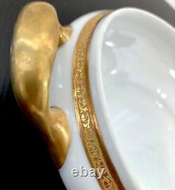 Antique Limoges France Jean Boyer Gold Encrusted Band Oval Vegetable Bowl 12.25