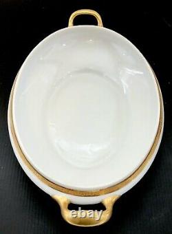 Antique Limoges France Jean Boyer Gold Encrusted Band Oval Vegetable Bowl 12.25