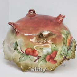 Antique Limoges Fruit Console Bowl Signed Stamped Rare France Leaf Edge Gold