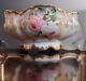 Antique Limoges Large Footed Centerpiece Bowl Handpainted Cabbage Roses & Gold