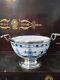 Antique Meissen Porcelain Blue Onion Soup Bowl With German Silverplate Mounts