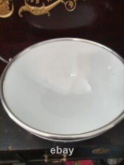 Antique Meissen Porcelain Blue Onion Soup Bowl With German Silverplate Mounts