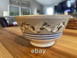 Antique Mochaware Bowl Earthworm Mocha Ware Early 1800's Early 19th Century