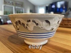 Antique Mochaware Bowl Earthworm Mocha Ware Early 1800's Early 19th Century