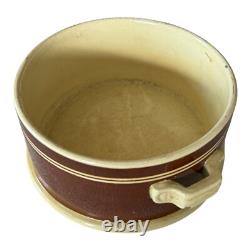 Antique Mochaware Pottery Brown Handled Serving Bowl Dish