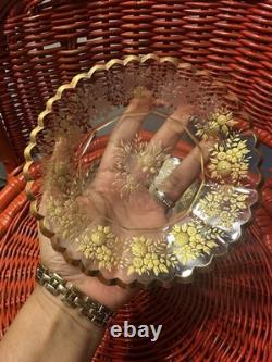 Antique Moser Bohemian Crystal Plates Set of 6 Gold Gilt Etched, 19th Century