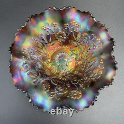Antique NORTHWOOD Carnival Glass Good Luck 9 Bowl Ribbed Back