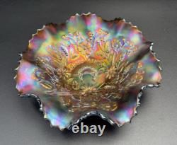 Antique NORTHWOOD Carnival Glass Good Luck 9 Bowl Ribbed Back