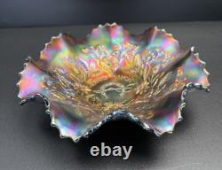 Antique NORTHWOOD Carnival Glass Good Luck 9 Bowl Ribbed Back