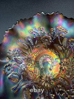 Antique NORTHWOOD Carnival Glass Good Luck 9 Bowl Ribbed Back