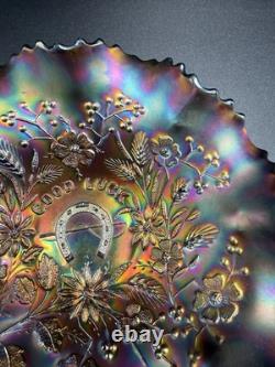 Antique NORTHWOOD Carnival Glass Good Luck 9 Bowl Ribbed Back