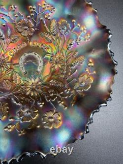 Antique NORTHWOOD Carnival Glass Good Luck 9 Bowl Ribbed Back