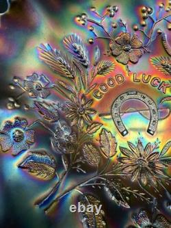 Antique NORTHWOOD Carnival Glass Good Luck 9 Bowl Ribbed Back
