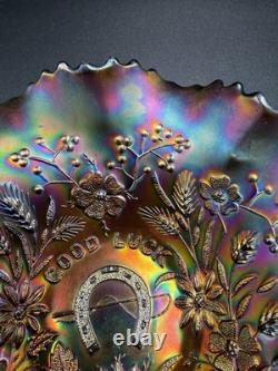 Antique NORTHWOOD Carnival Glass Good Luck 9 Bowl Ribbed Back