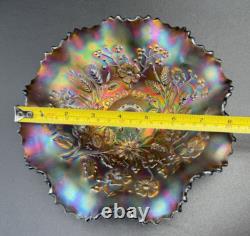 Antique NORTHWOOD Carnival Glass Good Luck 9 Bowl Ribbed Back