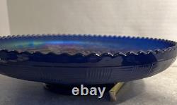 Antique Northwood Grape And Cable Carnival Glass Bowl, Electric Blue (510)