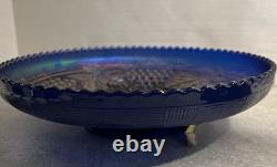 Antique Northwood Grape And Cable Carnival Glass Bowl, Electric Blue (510)