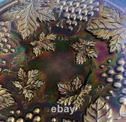 Antique Northwood Grape And Cable Carnival Glass Bowl, Electric Blue (510)
