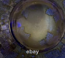 Antique Northwood Grape And Cable Carnival Glass Bowl, Electric Blue (510)
