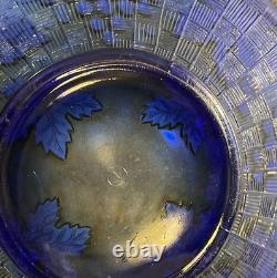 Antique Northwood Grape And Cable Carnival Glass Bowl, Electric Blue (510)