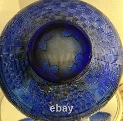Antique Northwood Grape And Cable Carnival Glass Bowl, Electric Blue (510)