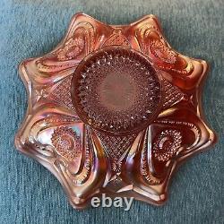 Antique Northwood Marigold Valentine Carnival Glass Ruffled Bowl 10 Rare EXC