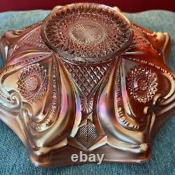 Antique Northwood Marigold Valentine Carnival Glass Ruffled Bowl 10 Rare EXC