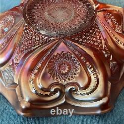 Antique Northwood Marigold Valentine Carnival Glass Ruffled Bowl 10 Rare EXC