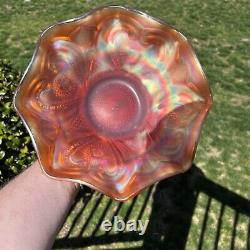 Antique Northwood Marigold Valentine Carnival Glass Ruffled Bowl 10 Rare EXC