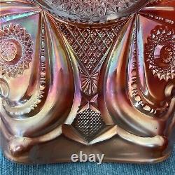 Antique Northwood Marigold Valentine Carnival Glass Ruffled Bowl 10 Rare EXC