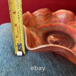 Antique Northwood Marigold Valentine Carnival Glass Ruffled Bowl 10 Rare EXC