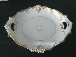 Antique Old Paris Porcelain 13 Dish Serving Bowl French White Scalloped gold P