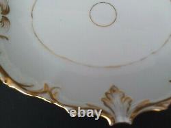 Antique Old Paris Porcelain 13 Dish Serving Bowl French White Scalloped gold P