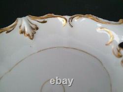 Antique Old Paris Porcelain 13 Dish Serving Bowl French White Scalloped gold P