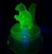 Antique Ornate Uranium Glass Candy/Trinket Bowl WithSquirrel Lid Rare 7 See Pics
