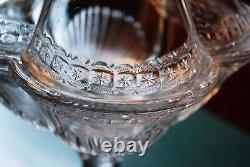 Antique Pressed Glass BANDED STAR Compote Candy Dish W Lid 1890 King & Sons RARE