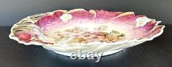 Antique Prussian S&T RS Germany Porcelain Bowl 11 Fuchsia With Roses