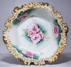 Antique R. S. PRUSSIA Floral Decorated Porcelain Large Serving Bowl